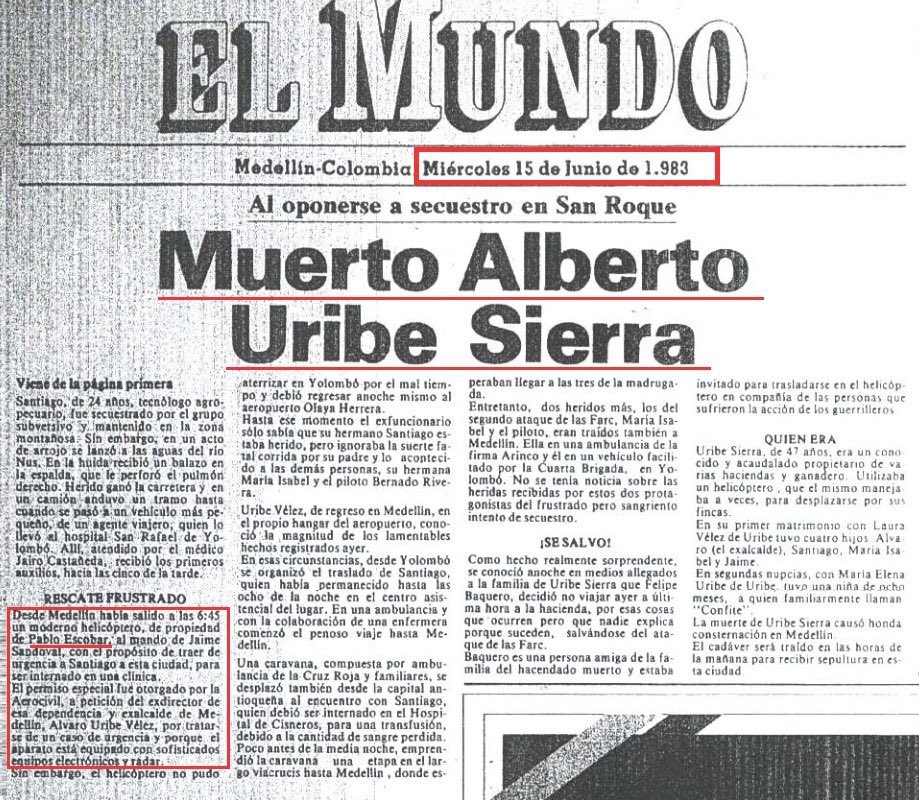 It’d be great if Colombia had strong National Security Laws &amp; treason was prosecuted to the extent of the Constitution.

He was director of national aviation as drug trafficking exploded in Colombia. He helped his CLOSE friend Pablo Escobar. 

Has ordered/executed mass murders.
