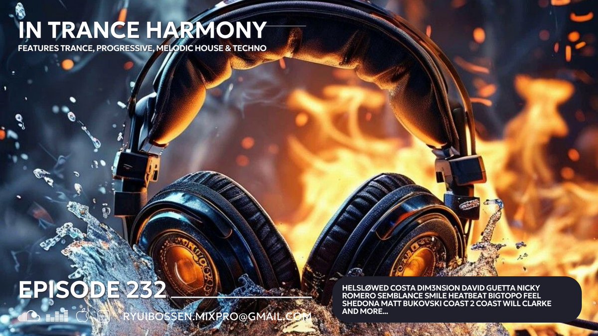 Ryui Bossen (@ryuibossenmusic) on Twitter photo Today 15:00 GMT+3 New episode of InTrance Harmony 232 the release will feature tracks from: <a href="/DIM3NSIONMUSIC/">DIM3NSION</a> <a href="/davidguetta/">David Guetta</a> <a href="/nickyromero/">Nicky Romero</a> <a href="/SemblanceSmile/">Semblance Smile</a> <a href="/heatbeatmusic/">Heatbeat</a> <a href="/MattBukovski/">Matt Bukovski</a> and more....
✅YouTube: youtu.be/orwYBl6xnDA
#RyuiBossen
#InTranceHarmony232
#InTranceHarmony Today 15:00 GMT+3 New episode of InTrance Harmony 232 the release will feature tracks from: <a href="/DIM3NSIONMUSIC/">DIM3NSION</a> <a href="/davidguetta/">David Guetta</a> <a href="/nickyromero/">Nicky Romero</a> <a href="/SemblanceSmile/">Semblance Smile</a> <a href="/heatbeatmusic/">Heatbeat</a> <a href="/MattBukovski/">Matt Bukovski</a> and more....
✅YouTube: youtu.be/orwYBl6xnDA
#RyuiBossen
#InTranceHarmony232
#InTranceHarmony