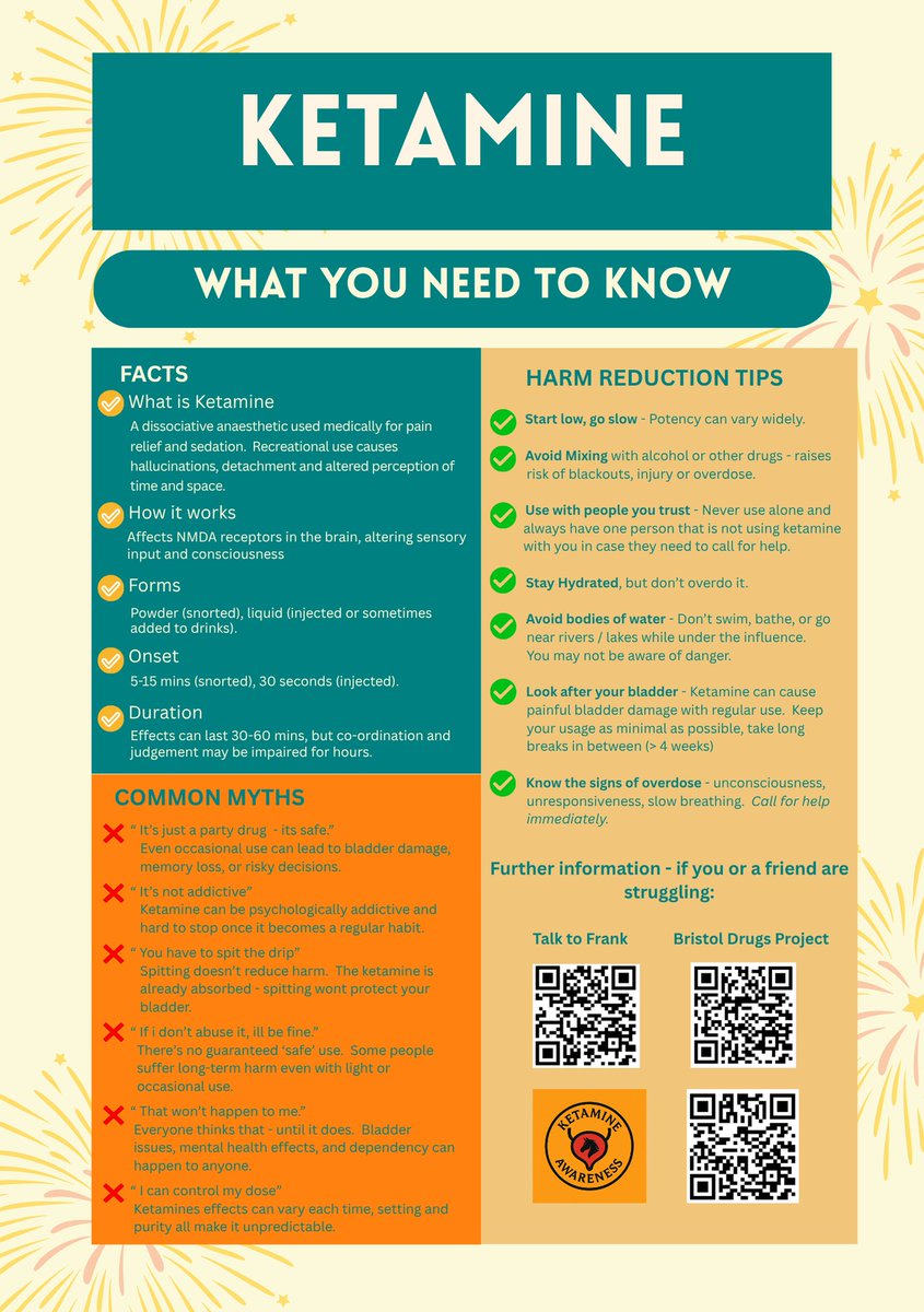 It's mid festival season and if you're thinking of using Ketamine, regardless of whether or not it's at a festival, stay safe. Some practical tips here. Also don't forget to a sample to <a href="/WEDINOSProject/">WEDINOS Project</a> for testing if you're looking to plan ahead. #harmreduction
