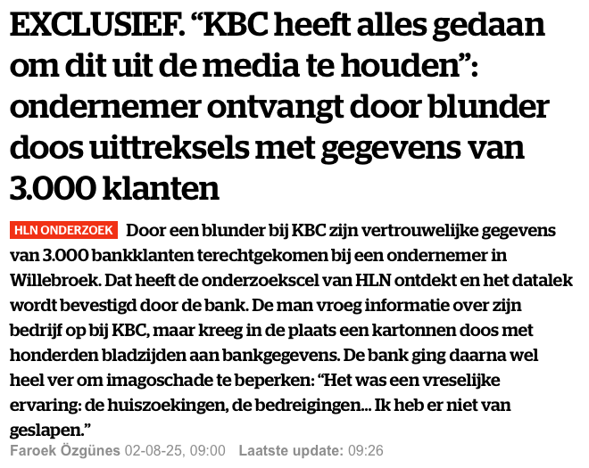 Focaldesign's tweet photo. In mei nog een datalek van 5K klantengegevens, en nu blijkbaar weer 3K klantengegevens gelekt bij @KBC_BE?!
Ik mag hopen dat @APD_GBA hier toch eens serieus naar gaat kijken...

https://t.co/uE6toCHUuU

https://t.co/S9yNbWquou https://t.co/sRFDrf4hZl