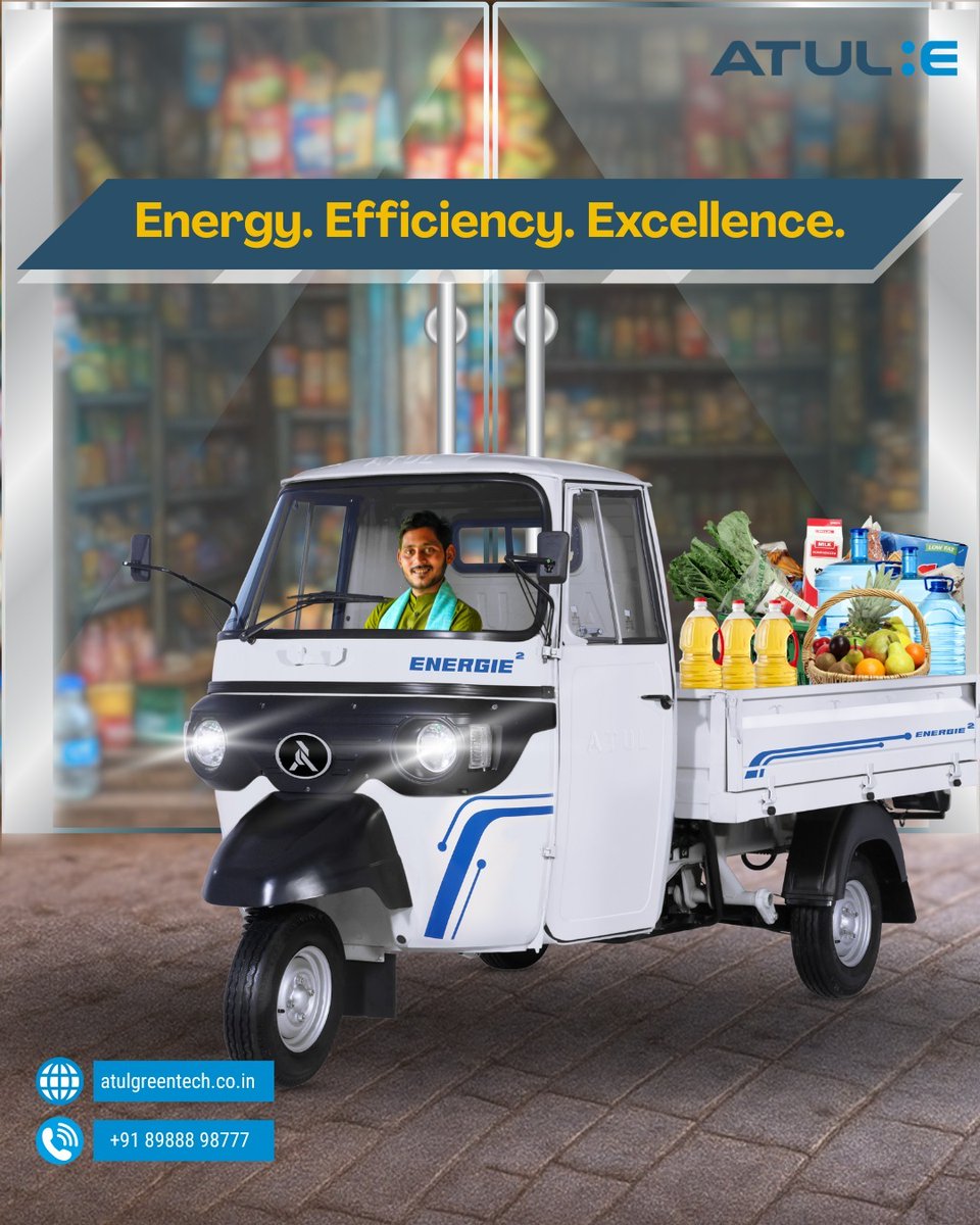 AtulGreentech's tweet photo. Switching to electric is just the start. Leading the charge means choosing the right EV
#AtulGreentech #SmartMoveWithAtul #AtulEnergie #DriveTheRevolution #ElectricThreeWheeler #BuiltDifferent https://t.co/cBislUpFlq