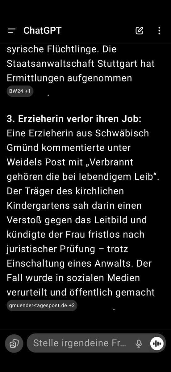 Kerstin the Sheeple 🐑📯 das Schlafschaf (@kerstinkhyana) on Twitter photo <a href="/MarkusKark/">Fetter Itt</a> <a href="/Anonymous00708/">Anonymous Germany</a> Du wirkst hilflos
Sie hat geschrieben: "verbrannt gehören die bei lebendigen Leib"
1 Das ist in Deutschland keine Meinung sondern ein Aufruf zur Gewalt
2 nicht von einer Erzieherin im kirchlicher Kindergarten
nicht christlich
3 Täter Ermittlungsverfahren in Stuttgart <a href="/MarkusKark/">Fetter Itt</a> <a href="/Anonymous00708/">Anonymous Germany</a> Du wirkst hilflos
Sie hat geschrieben: "verbrannt gehören die bei lebendigen Leib"
1 Das ist in Deutschland keine Meinung sondern ein Aufruf zur Gewalt
2 nicht von einer Erzieherin im kirchlicher Kindergarten
nicht christlich
3 Täter Ermittlungsverfahren in Stuttgart