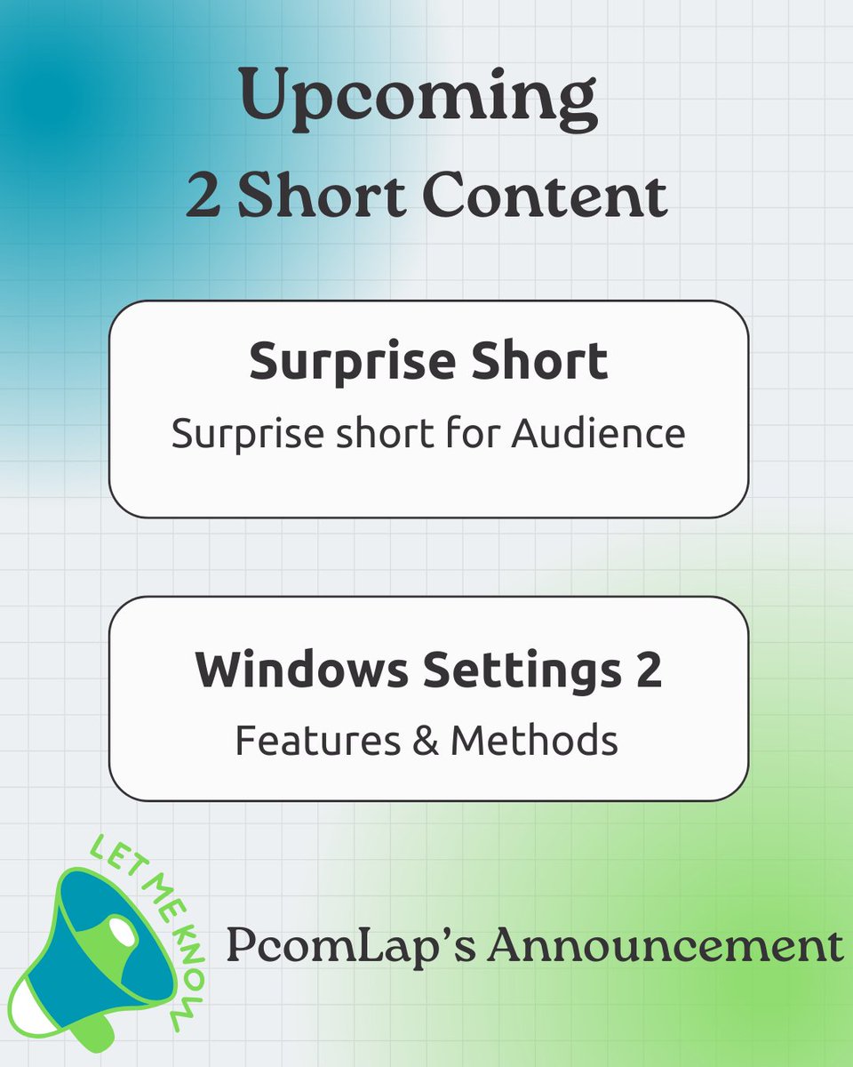 PComLap's tweet image. 🚨 New Content Alert from @PcomLap!
Surprise Short
Windows Settings (Part 2)
OBS Studio Settings Video
Weekly AI Video
Don’t miss tech insights + tips!
🔗 Subscribe: youtube.com/@PcomLap
#TechTips #YouTubeShorts #AIContent