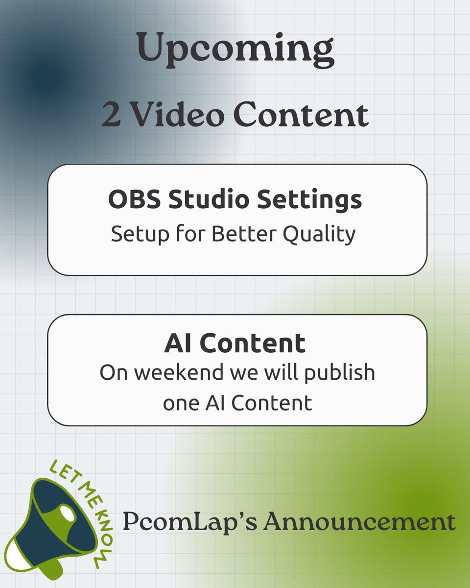 PComLap's tweet image. 🚨 New Content Alert from @PcomLap!
Surprise Short
Windows Settings (Part 2)
OBS Studio Settings Video
Weekly AI Video
Don’t miss tech insights + tips!
🔗 Subscribe: youtube.com/@PcomLap
#TechTips #YouTubeShorts #AIContent