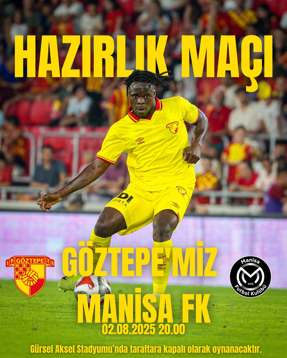 #HazırlıkMaçı | Göztepe’miz, bugün saat 20.00’de Manisa FK ile hazırlık maçında karşı karşıya gelecek.

#Göztepe #Göztepelilercom