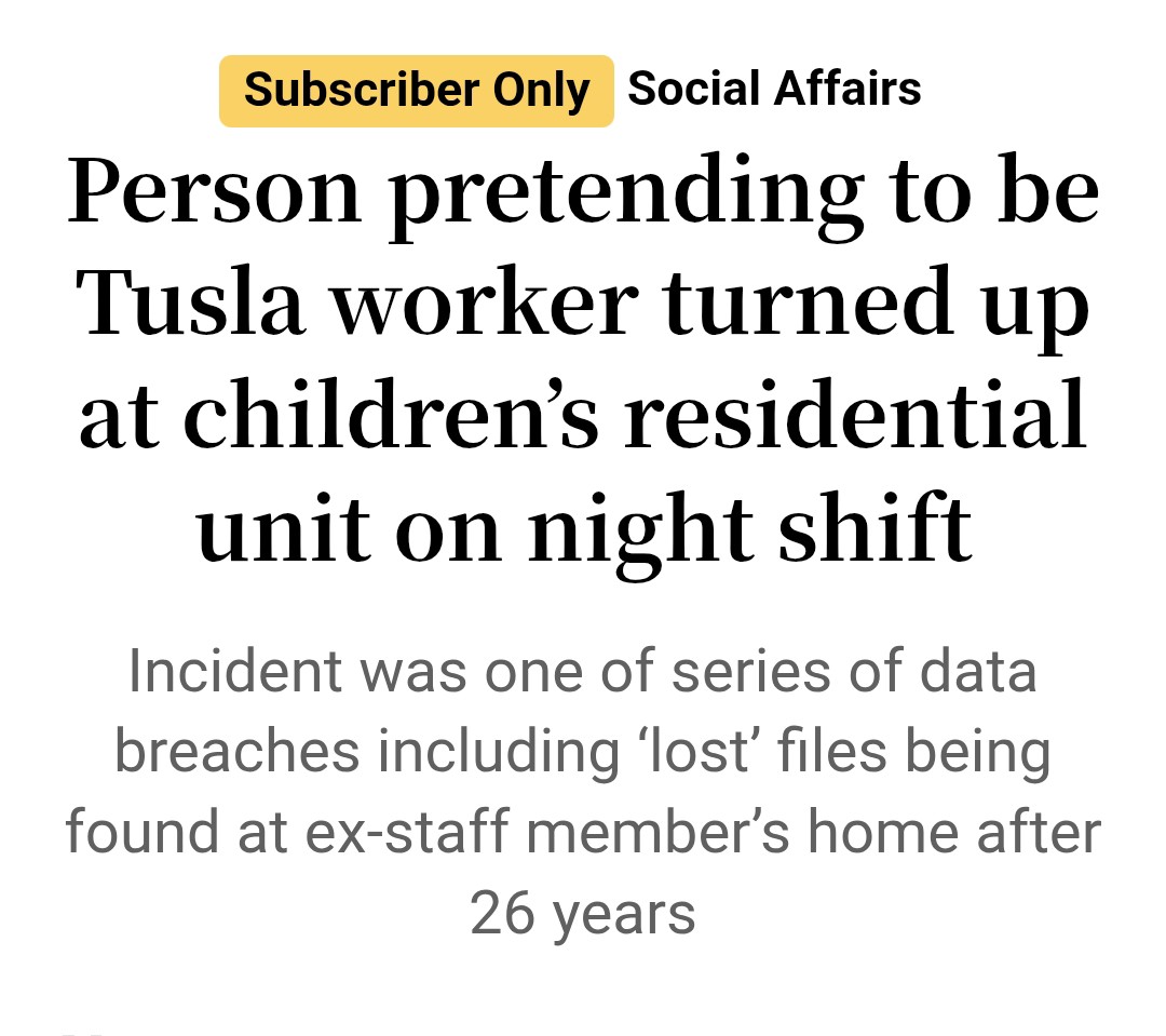 WHY IS KITTY HOLLAND DOWNPLAYING SHOCKING TRUTH WITH THIS HEADLINE?

The person did not just "show up" . An individual who was NOT Tusla staff stayed ALL NIGHT long in a residential unit full of extremely vulnerable children (posing as a care worker). HOW did Tusla let this