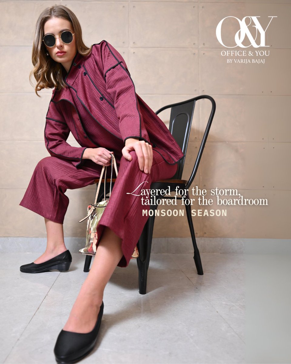 officeandyou's tweet image. When rain drenches the city and boardrooms freeze over with AC, we layer up in style at O&amp;amp;Y that’s anything but messy. 

#OandyWoman #SmartLayers #WorkwearWithEase #monsoon #oandy #rains #officeandyou #fashion #womenswear #workwear #monsoonfashion