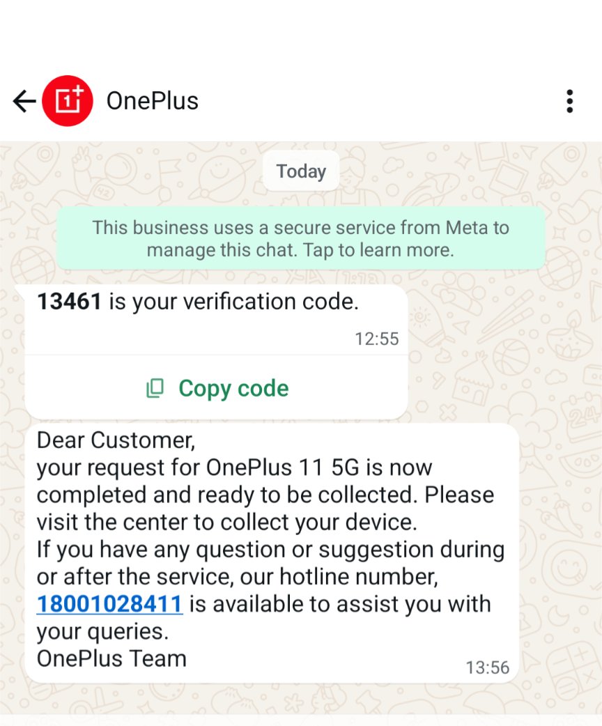 sidsinroy's tweet photo. @OnePlus_IN For past 2 wks we followed up on your Andheri West service center for my wife's One Plus 11 - green line on screen repair. Today we went &amp; they asked to handover the phone. Recvd the message (screenshot) and went to collect only to learn it will be ready on Monday. https://t.co/T3tkKQlUuV