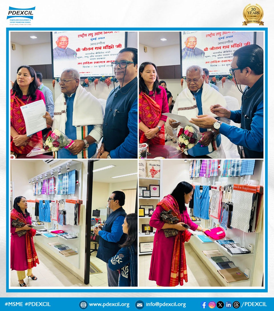pdexcil's tweet photo. Hon’ble MSME Minister Shri Jiten Ram Manjhi & Joint Secretary Ms. Mercy Epao visited the PDEXCIL Head Office during the NSIC review meet. 🤝
Valuable discussions on MSME schemes & future collaboration. Grateful for their continued support! 🙏
#MSME #PDEXCIL #NSIC https://t.co/RXmrqDMTdo