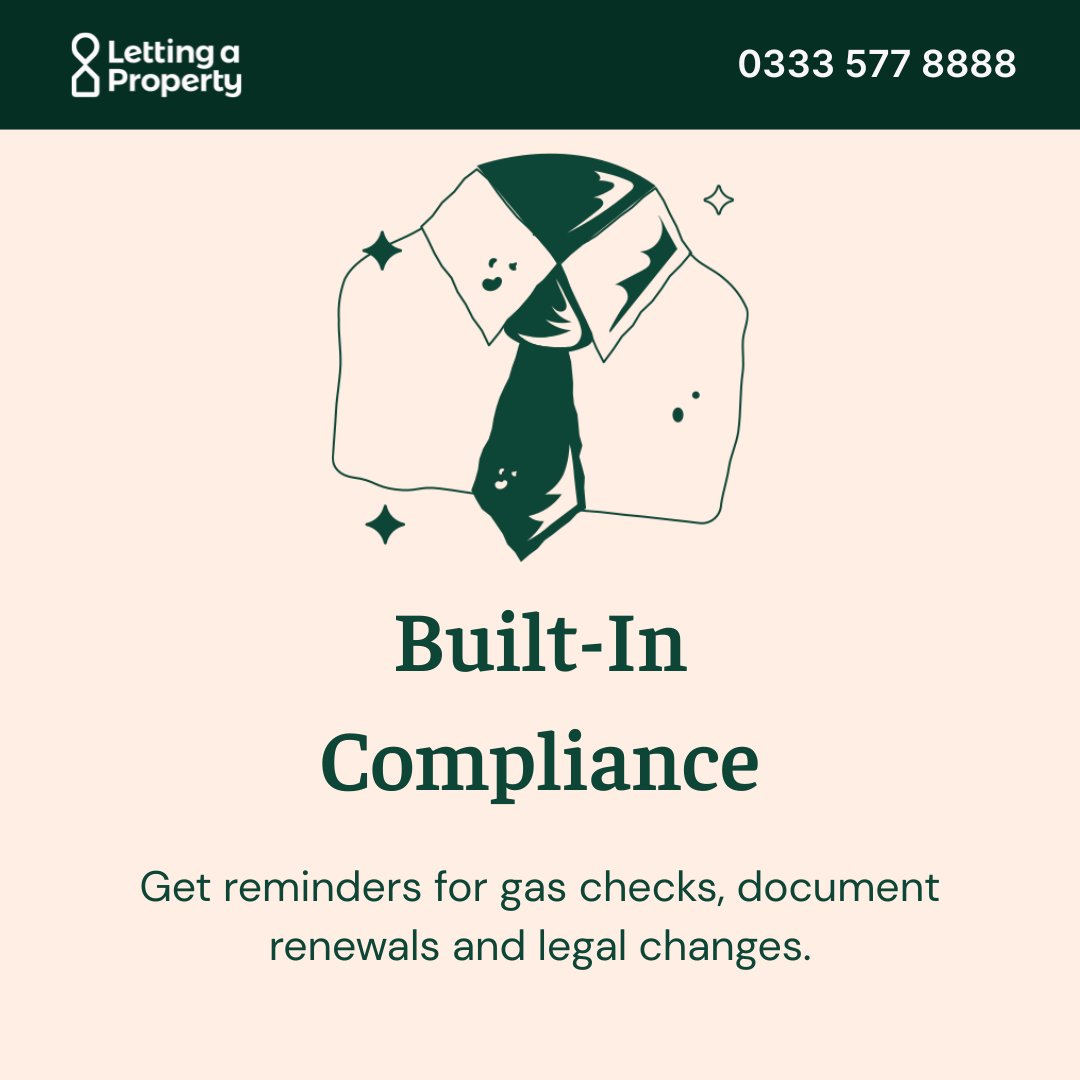 Never miss a check again.
✔️ Gas safety reminders
✔️ Document alerts
✔️ Legal change updates
LettingaProperty keeps you covered 👉 eu1.hubs.ly/H0m2QFr0

#UKLandlords #RentalCompliance #LettingTools