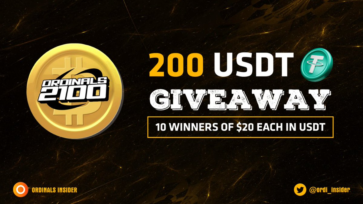 Ordinals Insider (@ordi_insider) on Twitter photo 🎉#GIVEAWAY ALERT
We're thrilled to host an exclusive giveaway with our partner <a href="/Ordinals2100/">Ordinals2100💹 | BRC 2.0</a>
🎁 $200 in #USDT for 10 lucky people ($20 each)
⏰ Duration: 72 hours
👉 Like & Retweet
👉 Follow us & <a href="/Ordinals2100/">Ordinals2100💹 | BRC 2.0</a>
👉 Tag 3 friends and drop BEP20 wallet✅
#BRC20 #Ordinals $DOG 🎉#GIVEAWAY ALERT
We're thrilled to host an exclusive giveaway with our partner <a href="/Ordinals2100/">Ordinals2100💹 | BRC 2.0</a>
🎁 $200 in #USDT for 10 lucky people ($20 each)
⏰ Duration: 72 hours
👉 Like & Retweet
👉 Follow us & <a href="/Ordinals2100/">Ordinals2100💹 | BRC 2.0</a>
👉 Tag 3 friends and drop BEP20 wallet✅
#BRC20 #Ordinals $DOG