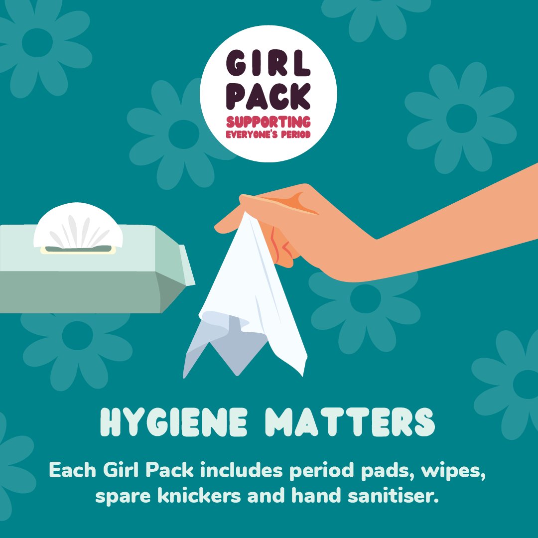🧼 Hygiene matters. 

Each Girl Pack includes period pads, wipes, spare knickers and hand sanitiser—everything to manage your period with dignity.

Learn more: girlpack.org