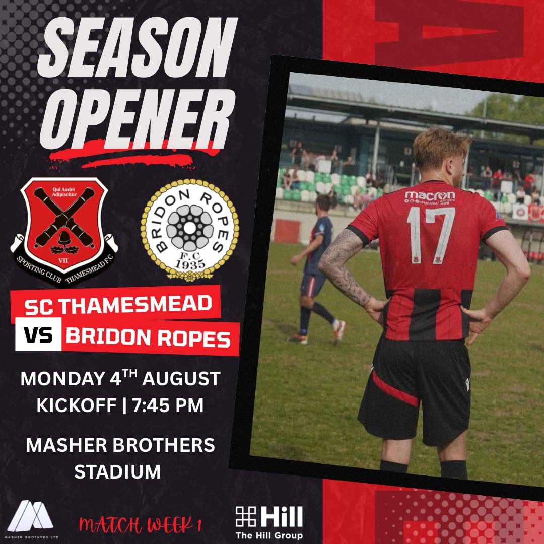 Match Day for many today in the <a href="/SCEFLeague/">Presence & Co. SCEFL League</a> 1st Div.

Good luck to everyone for the season!

Don’t forget to come join us Monday night under the lights at the Masher Brothers Stadium where we host Bridon Ropes. 

Match day sponsored by: Thamesmead East Councillor Zainab Asunramu