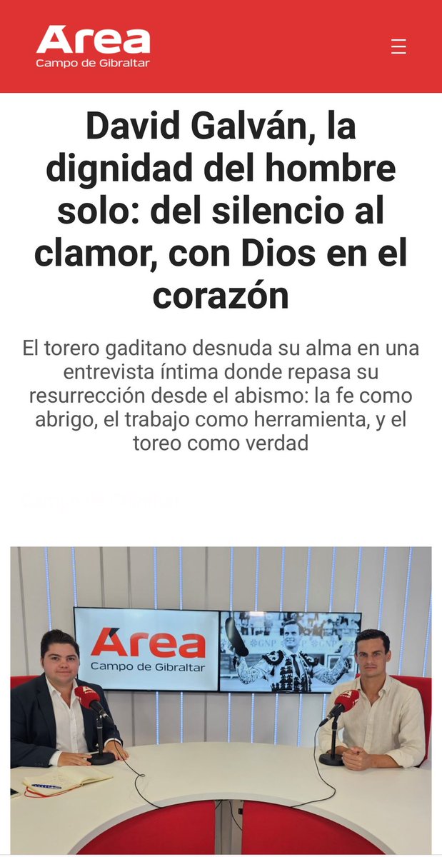 “David Galván, la dignidad del hombre solo: del Silencio al Clamor, con Dios en el Corazón”

diarioarea.com/campo-de-gibra…