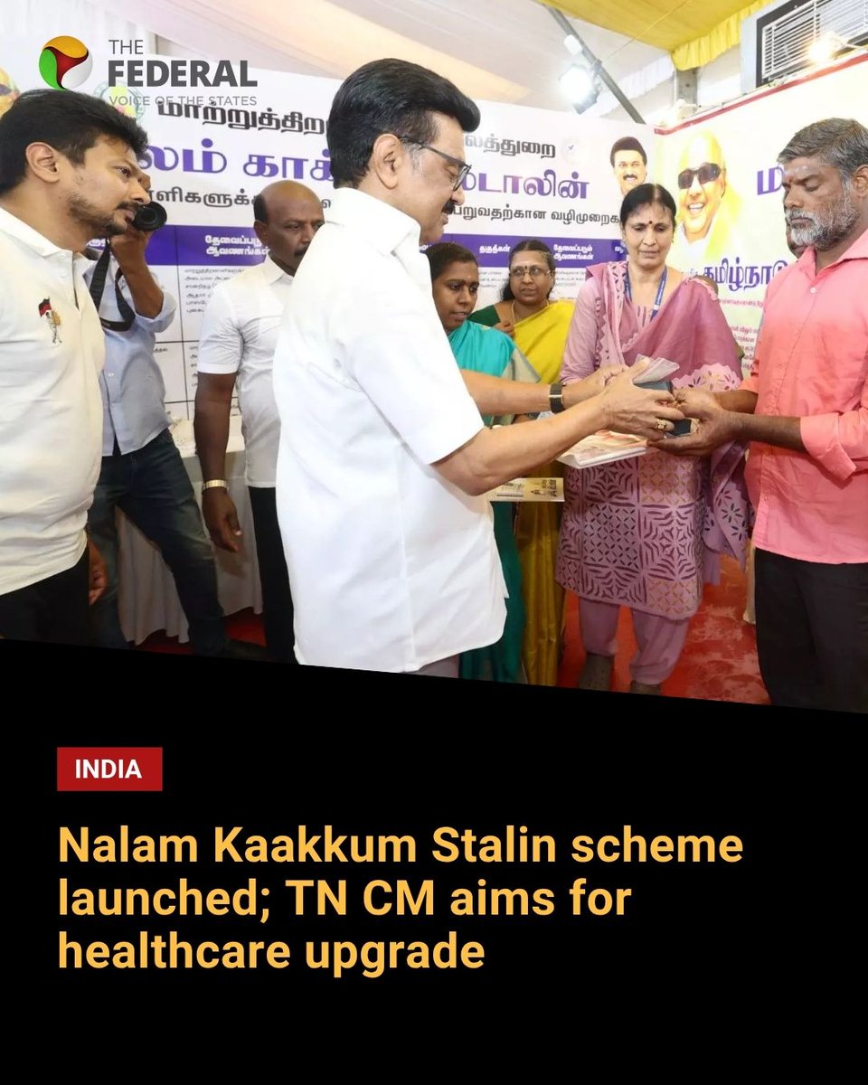 The state-wide initiative will see 1,256 medical camps across 38 districts providing diagnostic and screening procedures as part of a medical health check-up programme, writes <a href="/Shweta_journo/">Shweta</a>.

Read more: thefederal.com/category/state…

#NalamKaakkumStalin #TamilNadu #Stalin