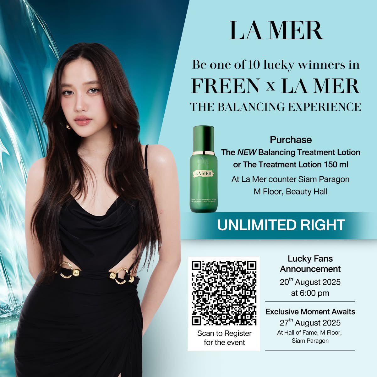 yoongsar's tweet image. Another freen event on 27 august 🎉🤍

#LaMerxFreen #srchafreen #LaMer
#LaMerBalancingTreatmentLotion
#ClarityFromWithin #LaMerThailand