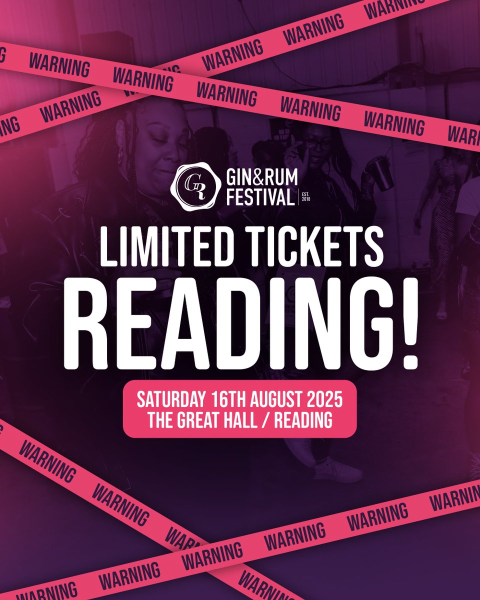 GinFestival's tweet image. Limited tickets left for Reading!
Don’t miss your chance to sip, dance, and vibe with us this summer 

This one’s nearly sold out, grab your tickets now before they’re gone! 🎟️

#ginandrumfestival s #ukevent #summerseason #festivalszn #ginvibes #rumlife #ukevents