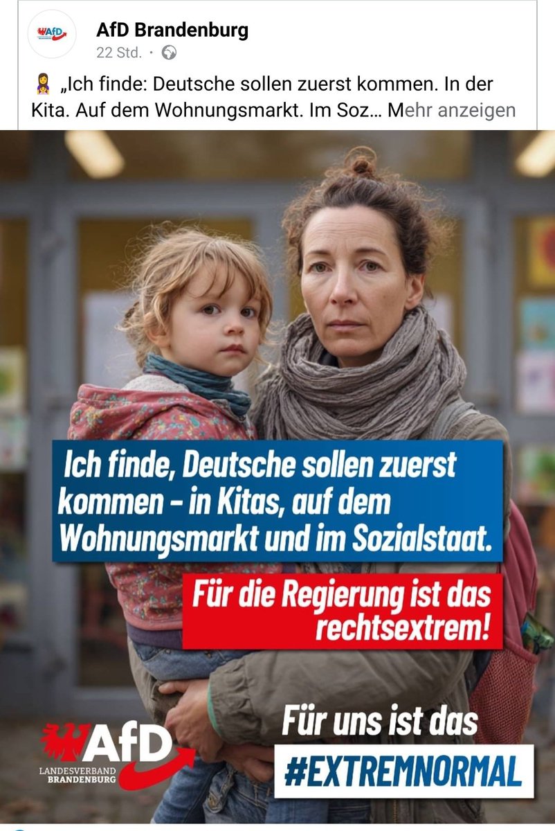 rick_sonnens's tweet photo. „Deutsche zuerst“ klingt wie:
Kita-Platz nach Stammbaum, Wohnung nach Ahnenpass, Sozialstaat nach Blutgruppe.
Nennt sich bei der AfD #EXTREMNORMAL – bei allen anderen einfach nur völkisch.
#noafd #fckafd #NazisRaus #AfDmachtDumm #wirsindmehr #afDnee #FCKNZS #FCKAfd https://t.co/K21pEtcgKW