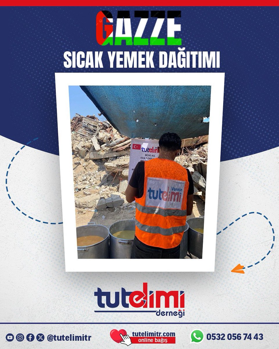 Tut Elimi Türkiye Temsilciliği (@tutelimitr) on Twitter photo 📍🇵🇸 #FREE G A Z Z E
Gazze’nin çeşitli bölgelerinde zor şartlar altında yaşayan kardeşlerimize, sizlerin destekleriyle sıcak yemek dağıtımı yaparak birçok kardeşimize ulaşmaya devam ediyoruz.
#freepalestine🇵🇸 
#tutelimidernegi #tutelimitr #gazze #gaza #gazaunderattack #filistin 📍🇵🇸 #FREE G A Z Z E
Gazze’nin çeşitli bölgelerinde zor şartlar altında yaşayan kardeşlerimize, sizlerin destekleriyle sıcak yemek dağıtımı yaparak birçok kardeşimize ulaşmaya devam ediyoruz.
#freepalestine🇵🇸 
#tutelimidernegi #tutelimitr #gazze #gaza #gazaunderattack #filistin