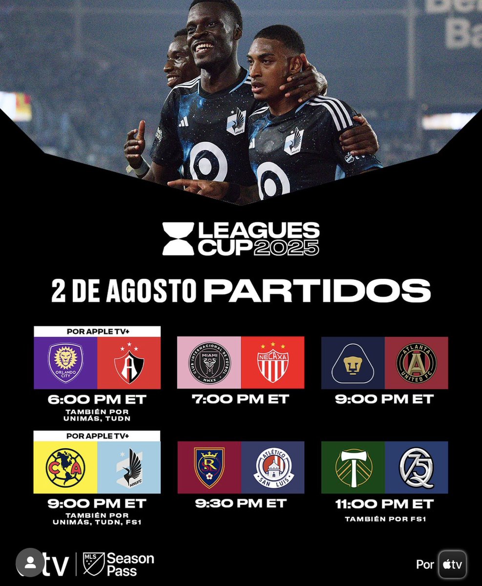 Sammy Sadovnik (@sadovnik1965) on Twitter photo La acción de la <a href="/LeaguesCup/">Leagues Cup</a> continúa hoy sábado en el #MLSSeasonPass de <a href="/AppleTV/">Apple TV</a> <a href="/MLSes/">MLS Español</a> <a href="/LigaBBVAMX/">Liga BBVA MX</a> La acción de la <a href="/LeaguesCup/">Leagues Cup</a> continúa hoy sábado en el #MLSSeasonPass de <a href="/AppleTV/">Apple TV</a> <a href="/MLSes/">MLS Español</a> <a href="/LigaBBVAMX/">Liga BBVA MX</a>