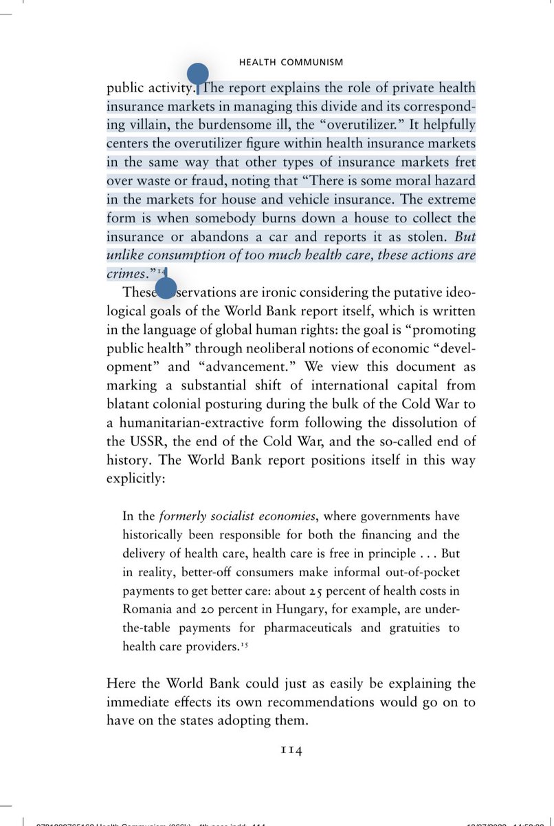 this guy thinks he’s had an original smart thought &amp; doesn’t realize he’s just regurgitating the World Bank’s 1993 report Investing in Health: “health as a private responsibility &amp; health care as a private good”—they fear universal care because they know it threatens capitalism.