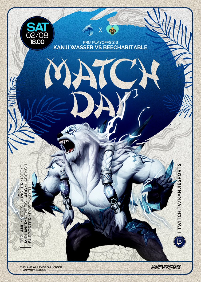 [PRM Playoffs 2-3 - Matchday #1] 🌊

Heute starten endlich die Spiele von Team Wasser! 
Wir sind ready und hyped! ⚔️

Wir sind nicht hier, um mitzuspielen – wir sind hier, um zu gewinnen! Unser erster Gegner: <a href="/BeeC_Gaming/">BeeCharitableOfficial</a> 

我々は遊びに来たのではなく、勝つために来たのだ