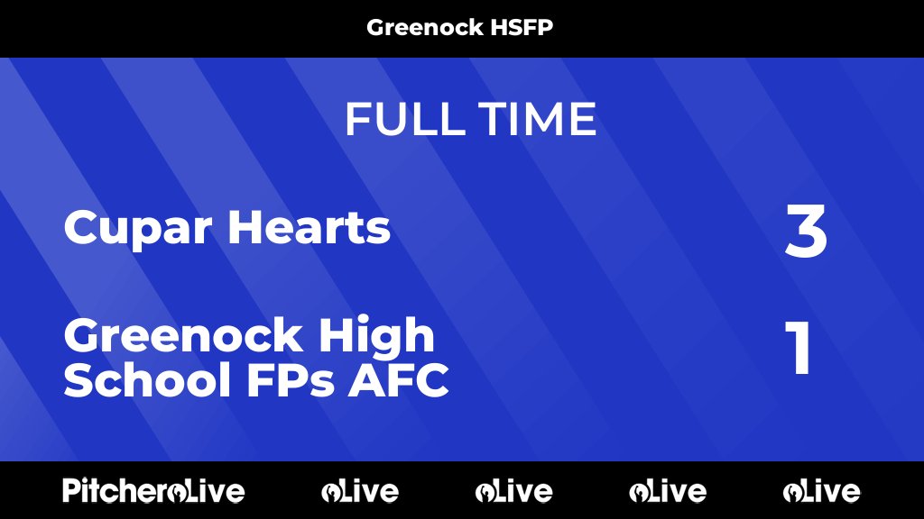 FULL TIME: Cupar Hearts 3 - 1 Greenock High School FPs AFC
#CUPGRE #Pitchero
pitchero.com/clubs/greenock…