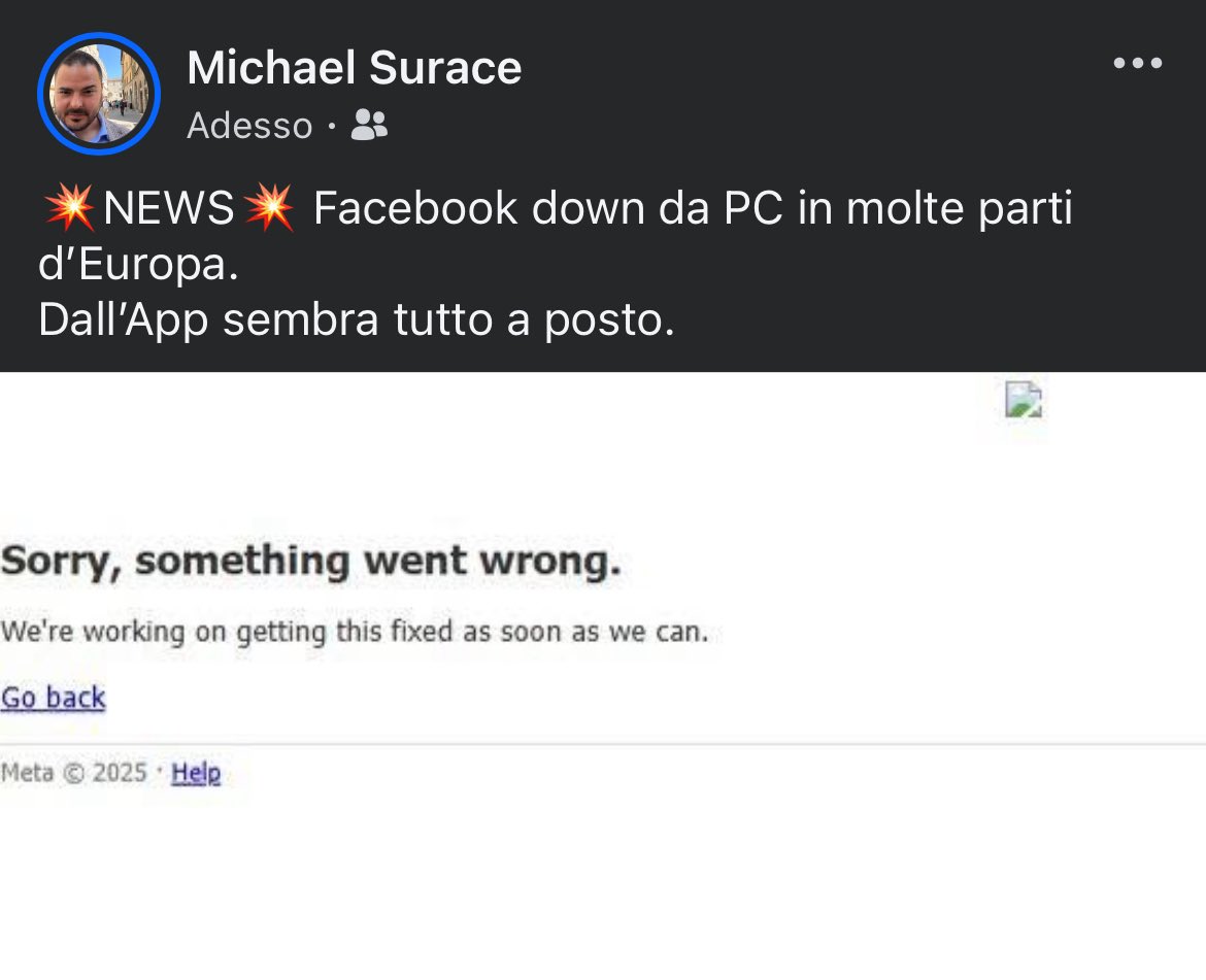 MikeItaly's tweet photo. #facebookdown anche in #Italia da PC. https://t.co/0MuNjmsbuK