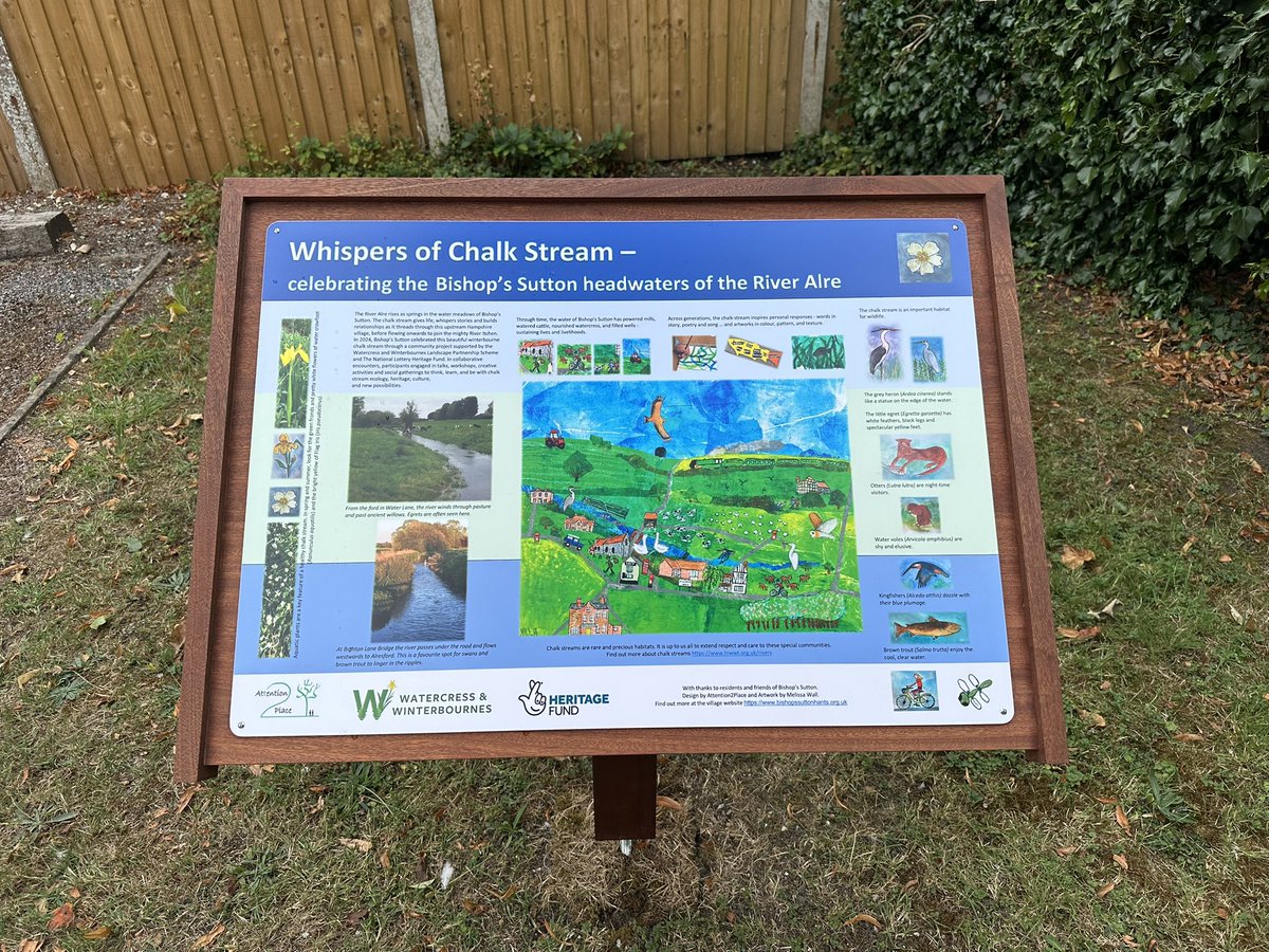 The unveiling of our sign for #Whispersof Chalkstream project sign in Bishop’s Sutton this morning… Thanks to #WatercressandWinterbournes and National lottery heritage fund 😊❤️Thanks to everyone for their support
