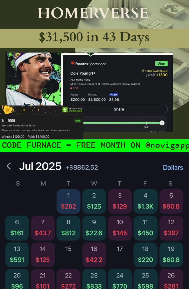 FurnacePicks (@furnacepicks) on Twitter photo 🔥500 LIKES / RT = FREE Homer model drop! +315u in 45 days..... all verified by <a href="/ParlayPutter/">ParlayPutter</a>
🚨$100 bettors up $31,510! Keep tailing guys who don't even bet their own plays and hide $$ 🫵😂
Retweet & let’s blow this up! #gamblingx 🔥500 LIKES / RT = FREE Homer model drop! +315u in 45 days..... all verified by <a href="/ParlayPutter/">ParlayPutter</a>
🚨$100 bettors up $31,510! Keep tailing guys who don't even bet their own plays and hide $$ 🫵😂
Retweet & let’s blow this up! #gamblingx