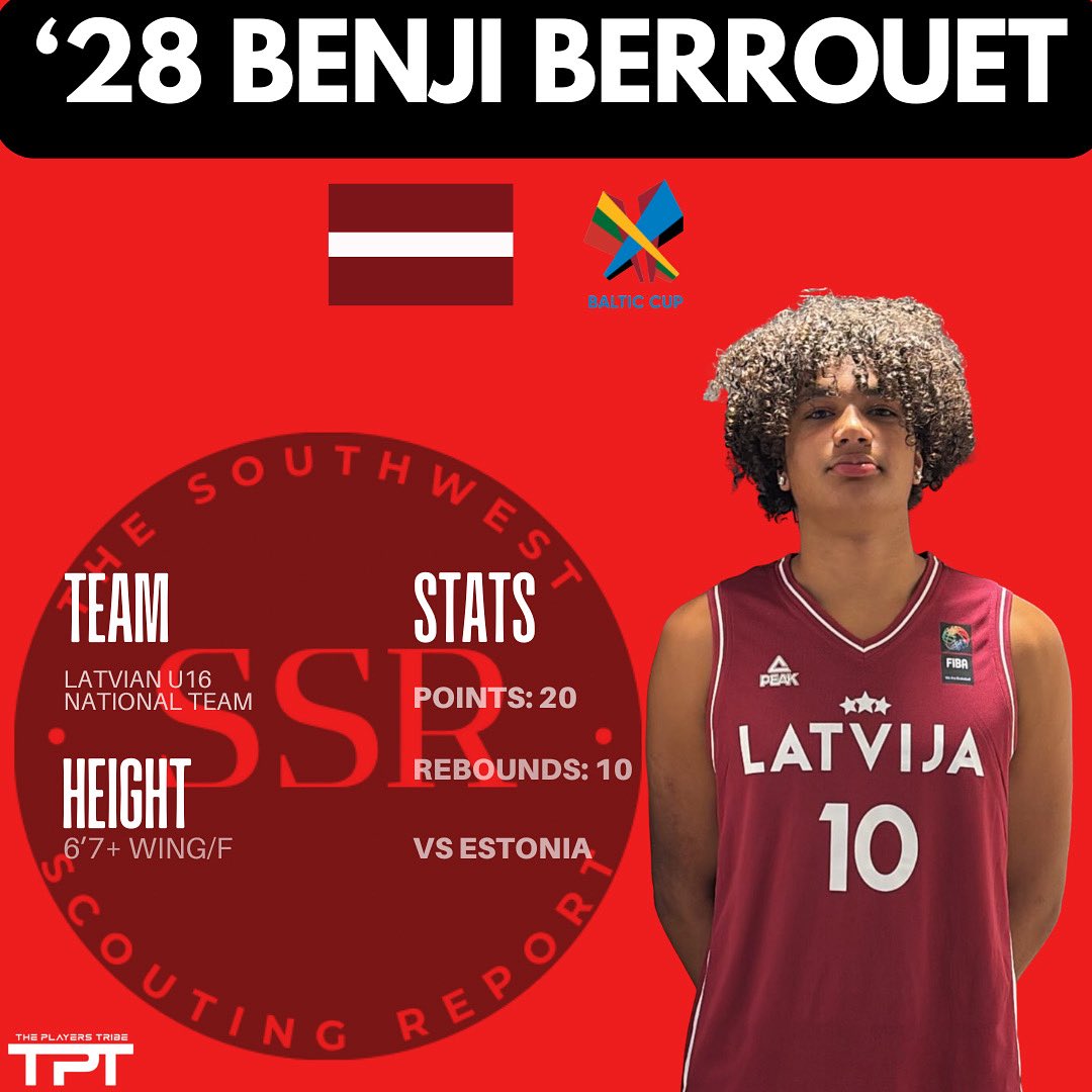 DG (@davidghoops) on Twitter photo 2028 McKinney Boyd 6’7+ W/F Benji Berrouet has been impressive with his play for the Latvian U16 National Team at the Baltic Cup. The DFW-area prospect and <a href="/NikeEYB/">EliteYouthBasketball</a> standout dropped 20 points against Estonia and is averaging 17 points and 8 rebounds over two games. He’ll look to 2028 McKinney Boyd 6’7+ W/F Benji Berrouet has been impressive with his play for the Latvian U16 National Team at the Baltic Cup. The DFW-area prospect and <a href="/NikeEYB/">EliteYouthBasketball</a> standout dropped 20 points against Estonia and is averaging 17 points and 8 rebounds over two games. He’ll look to