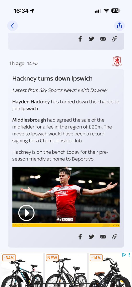 So Hackney has turned down the tractor boys, which imho is a good move by him, at best it’s a side ways step.
Won’t begrudge him a move to the premier league though.