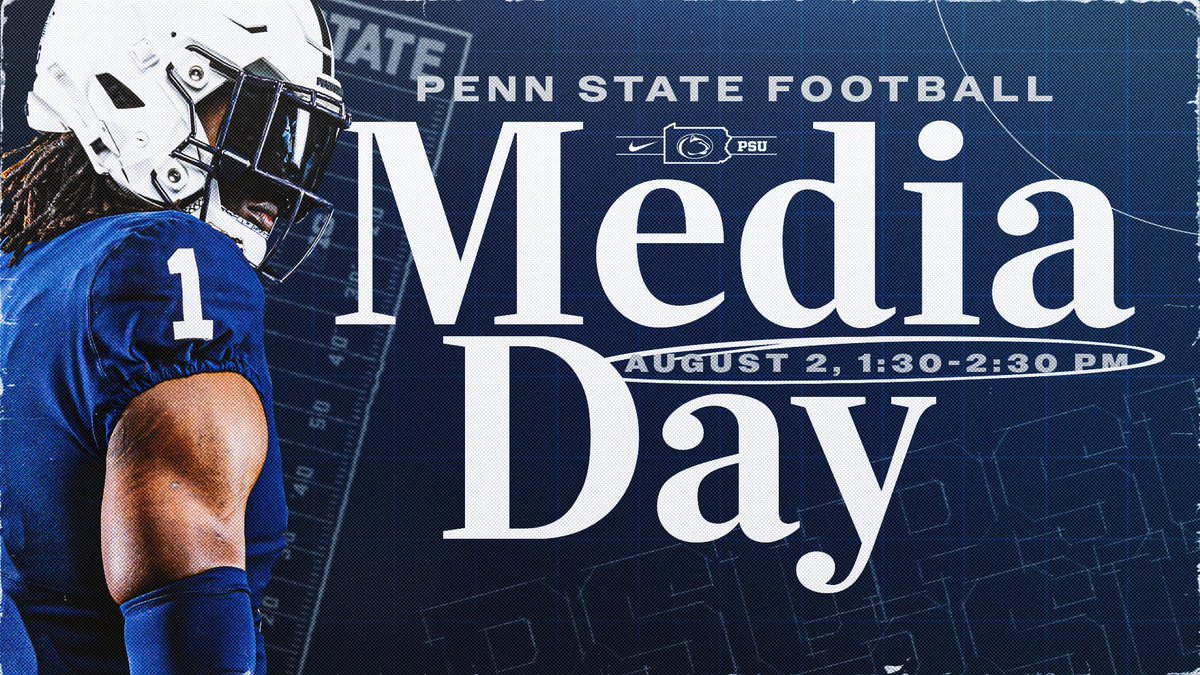 Penn State Athletics (@gopsusports) on Twitter photo Tune in today at 1:30PM to our exclusive <a href="/PennStateFball/">Penn State Football</a> Media Day Live Stream!
Hear from Drew Allar, Nicholas Singleton, Kaytron Allen and more! Hosted by <a href="/BTrippTweets/">Brian Tripp</a> with special guest appearance from <a href="/LaVarArrington/">LaVar Leap Arrington</a>
Available live - gopsu.us/FBMediaDay25 & on demand Tune in today at 1:30PM to our exclusive <a href="/PennStateFball/">Penn State Football</a> Media Day Live Stream!
Hear from Drew Allar, Nicholas Singleton, Kaytron Allen and more! Hosted by <a href="/BTrippTweets/">Brian Tripp</a> with special guest appearance from <a href="/LaVarArrington/">LaVar Leap Arrington</a>
Available live - gopsu.us/FBMediaDay25 & on demand
