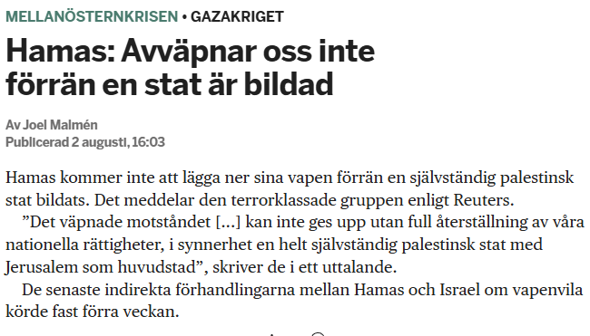 Steg 1: Utför terrordåd.
Steg 2: Göm dig bland civila.
Steg 3: Bidra aktivt till att förvärra ditt folks lidande.
Steg 4: låt västmedia sprida vidare all din propaganda utan källkritik.
Steg 5: Vänta på att västvärlden ska vinna kriget åt dig.