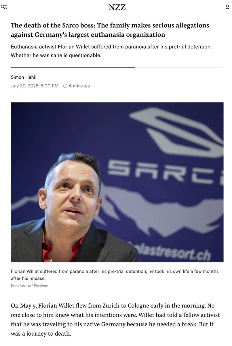 SarcoProject's tweet image. . attacks on Sarco &amp;amp; Florian Willet attempt to disguise the fact that Florian was killed by the Swiss justice system..seems he wasn’t an assisted suicide pioneer and martyr…but rather a ‘debt ridden, woman hating Nazi who was just tired of life’!! msn.com/de-de/nachrich…