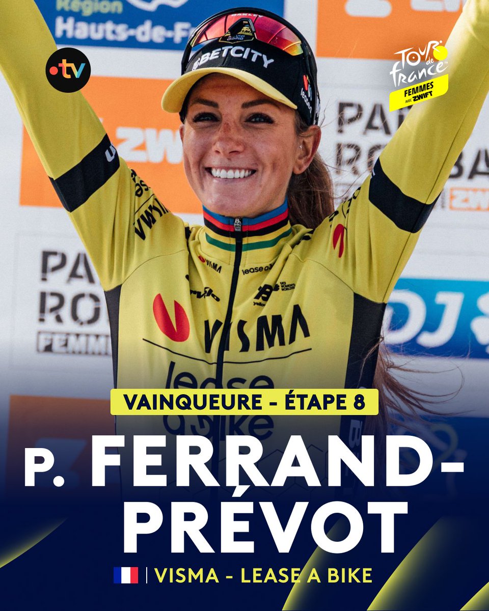 #TDFF2025  | 🇫🇷 VICTOIRE D'ÉTAPE ET MAILLOT JAUNE POUR FERRAND-PREVOT !

⚡️PFP s'est envolée dans le col de la Madeleine et signe une victoire qui fera date ! La Tricolore prend la tête du classement général à une journée de la fin du Tour de France Femmes !
