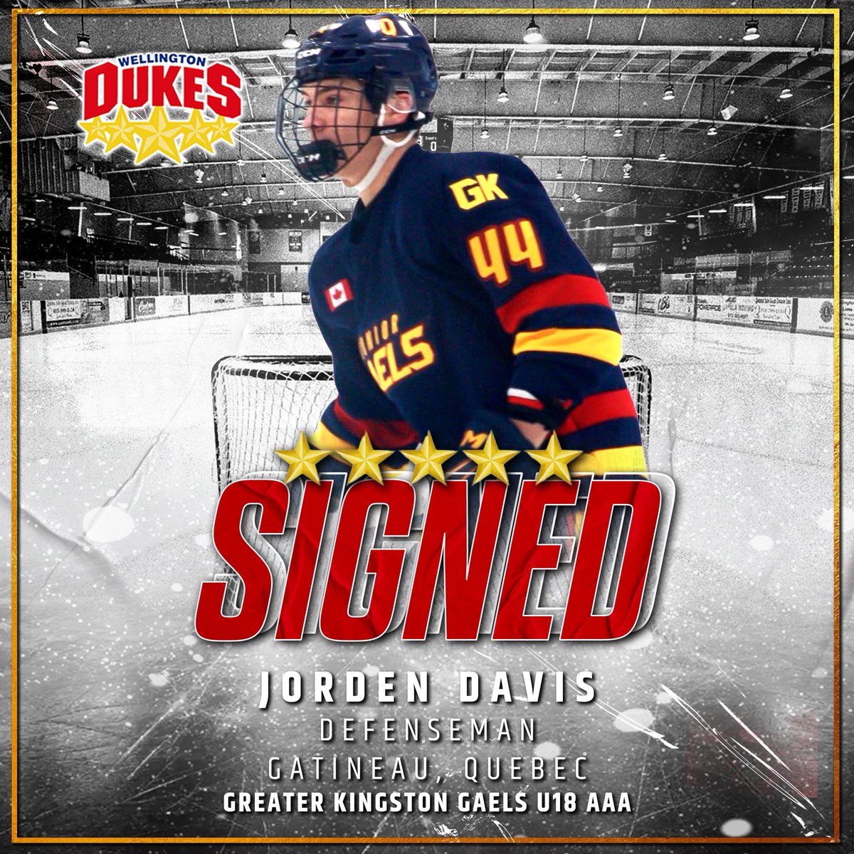 The Wellington Dukes are excited to announce the signing of 2008 born defenseman Jorden Davis! The Gatineau, Quebec native played last season with the Greater Kingston Jr Gas U18 AAA and was an AP with the Dukes!

Welcome to Welly, Jorden!