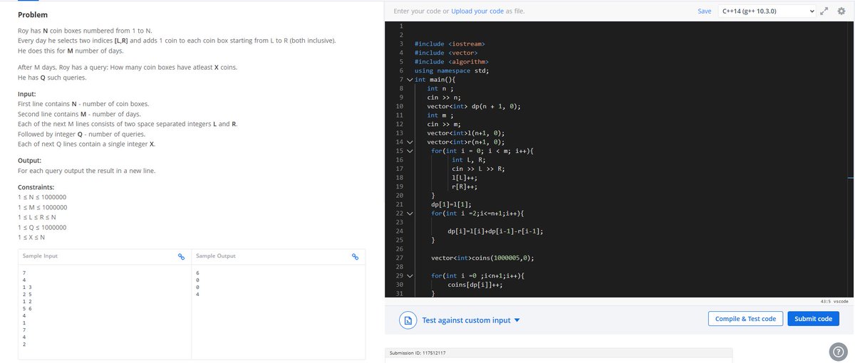 BitwiseAbhi's tweet image. Topic - Dynamic Programming "DSA Streak Continues! | Day 86"
Problem statement :- Roy and coin Boxes ( Hacker Earth)
#DataStructureAndAlgorithms #PWPW (PhysicsWallah)