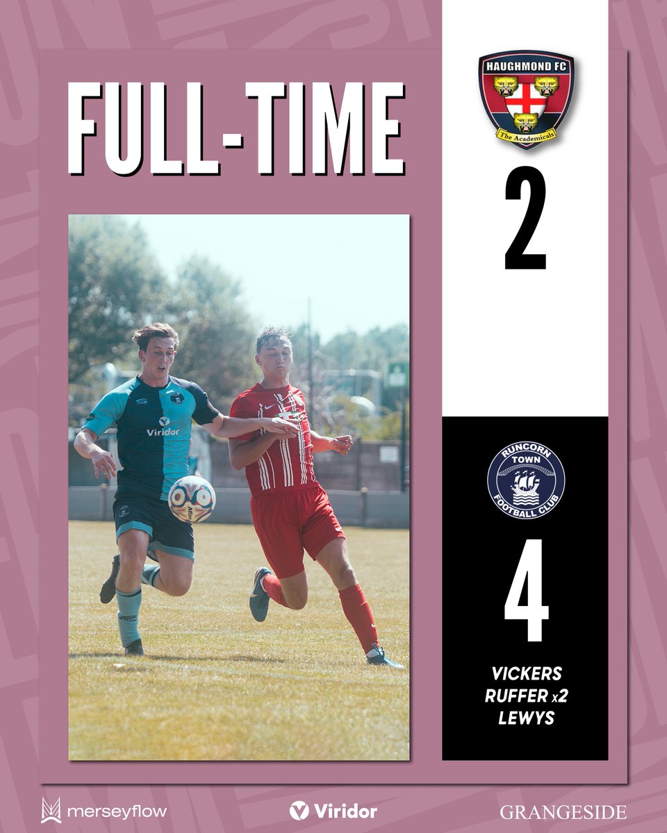 Full Time

Haughmond 2-4 Runcorn Town

Another good performance on the road as Town make it three wins from three!

Tom Ruffer (2), Matty Vickers and Shaq Lewys with the goals.