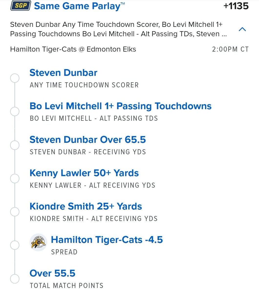Little CFL Action for today <a href="/CFLGamblingPod/">CFL Gambling Podcast</a> 

First TDs: 
Ham vs. Edm
Dunbar Jr. (Revenge game) +1000
White (+1200)
Smith (+1500) - he had 2 last week
Gittens (+1400)

SSk vs MTL
Emilus +900
Oulette (+800)
Snead (+1400)
Spieker (+1200)

Good luck yall 👊💰🔥