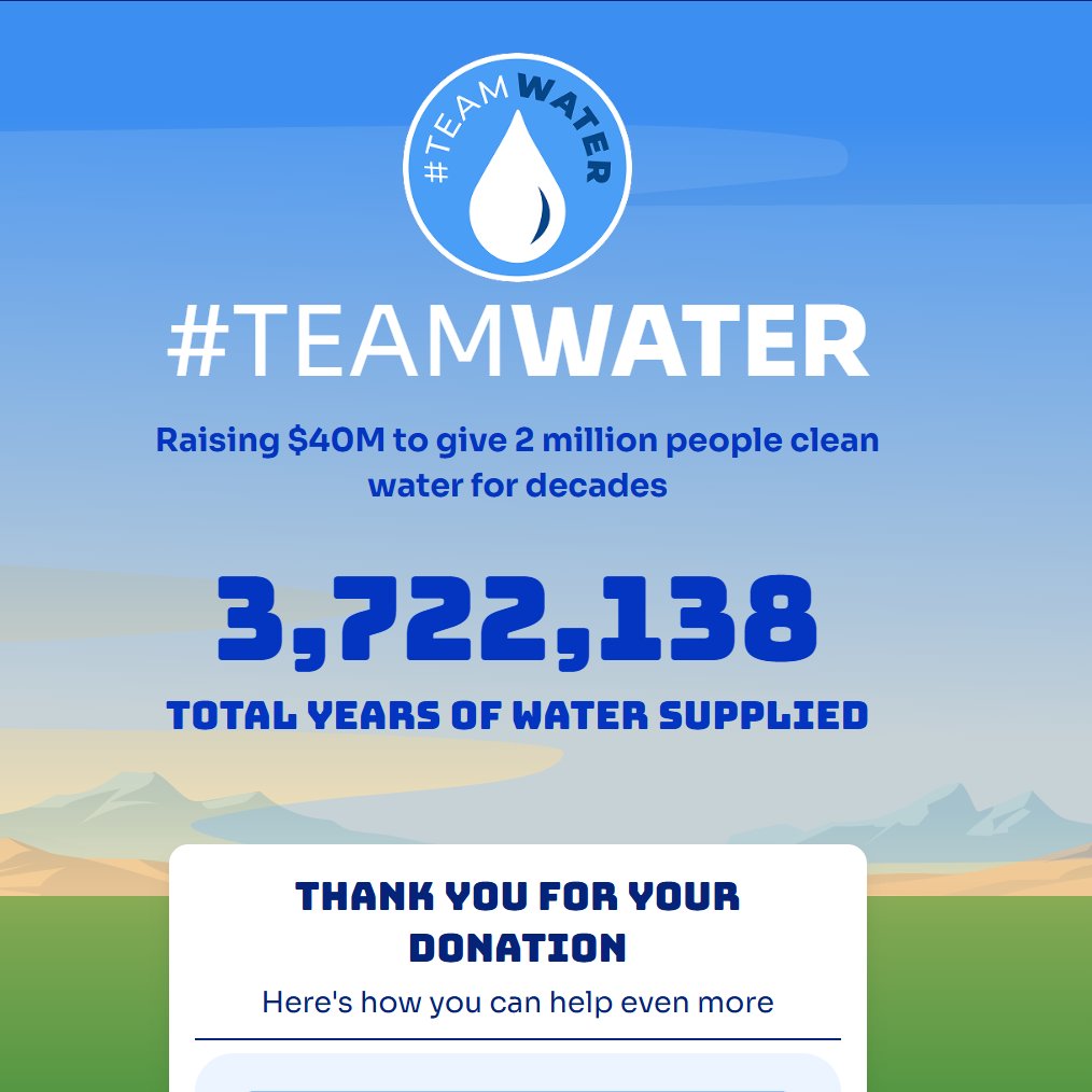 Every $ counts, make a difference.💧

Team Water:  
teamwater.org 

Video: 
youtu.be/Z4hVGCWH1Kc?si…