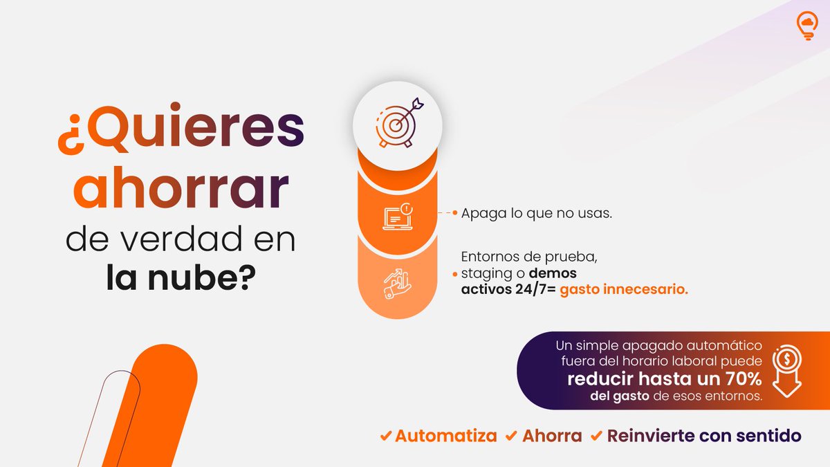 Apagar entornos fuera del horario laboral no es un “truco”, es eficiencia básica.
Si nadie lo usa a medianoche, ¿por qué seguirlo pagando?
💡 FinOps empieza con decisiones simples que ahorran mucho.
Agenda una asesoría 👉 
bit.ly/3SyKsDY