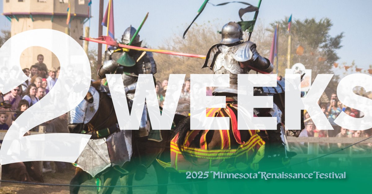 ⏳ The wait is almost over! In just 2 weeks, the Minnesota Renaissance Festival returns on August 16th—bigger and more magical than ever! Dust off your garb and get ready to feast and frolic! Huzzah! ⚔️ #MnRenaissanceFestival #OnlyAtMNRF #RenaissanceFestival #RenFest #Huzzah
