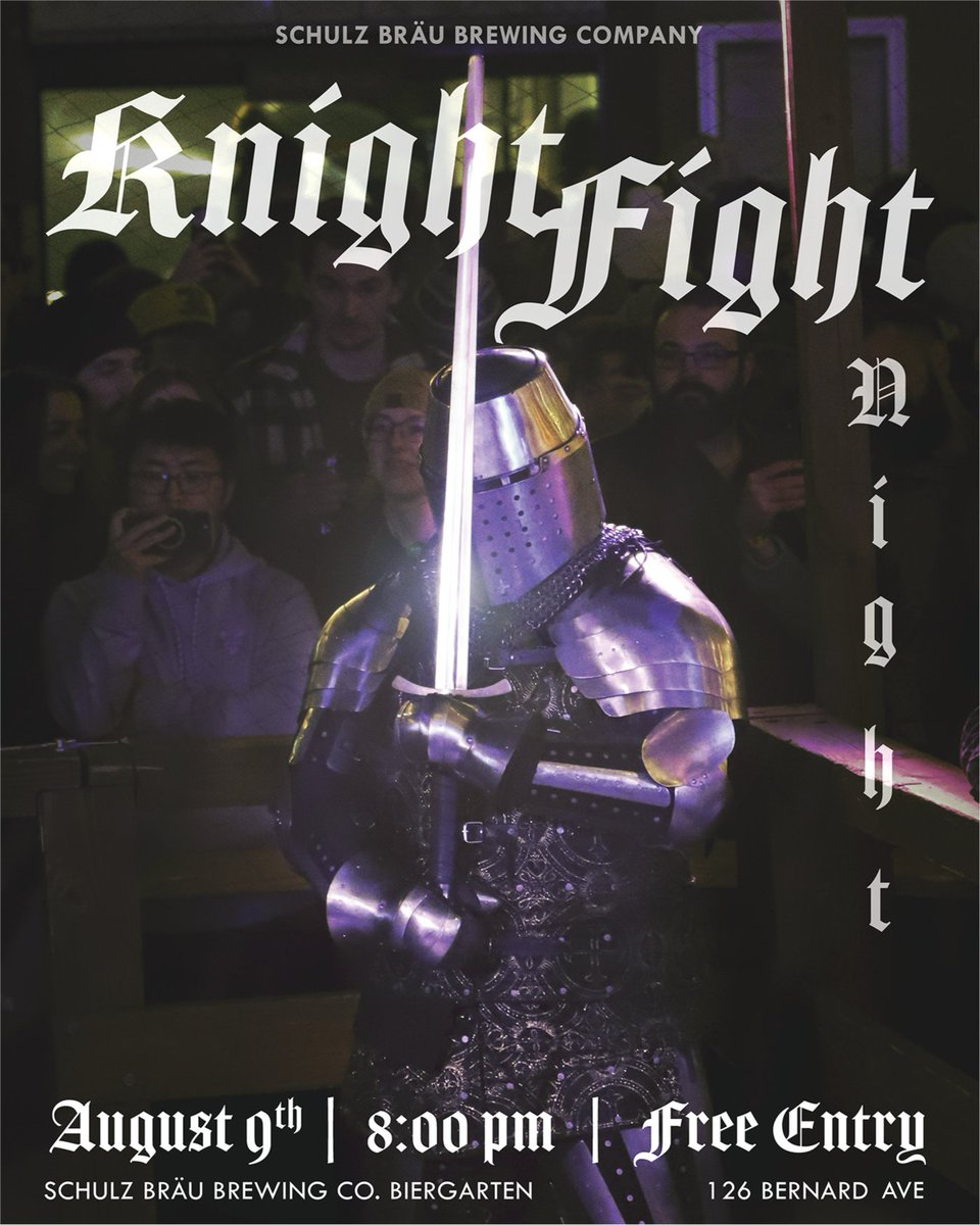 One week from today the knights of Dauntless Armored Combat will battle for glory and honor in our Biergarten!⚔️ 

#schulzbrau #germanbrewery #biergarten #craftbeer #armoredcombat #knightfight