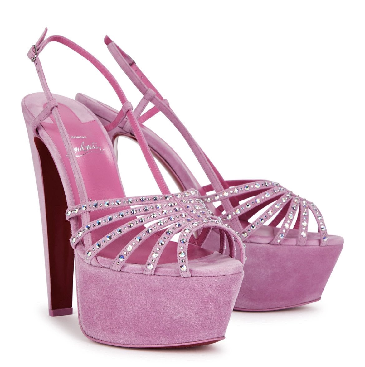 Mariah The Scientist at her merch pop up wearing Christian Louboutin Vegastrassima 160 Pink Suede Sandals