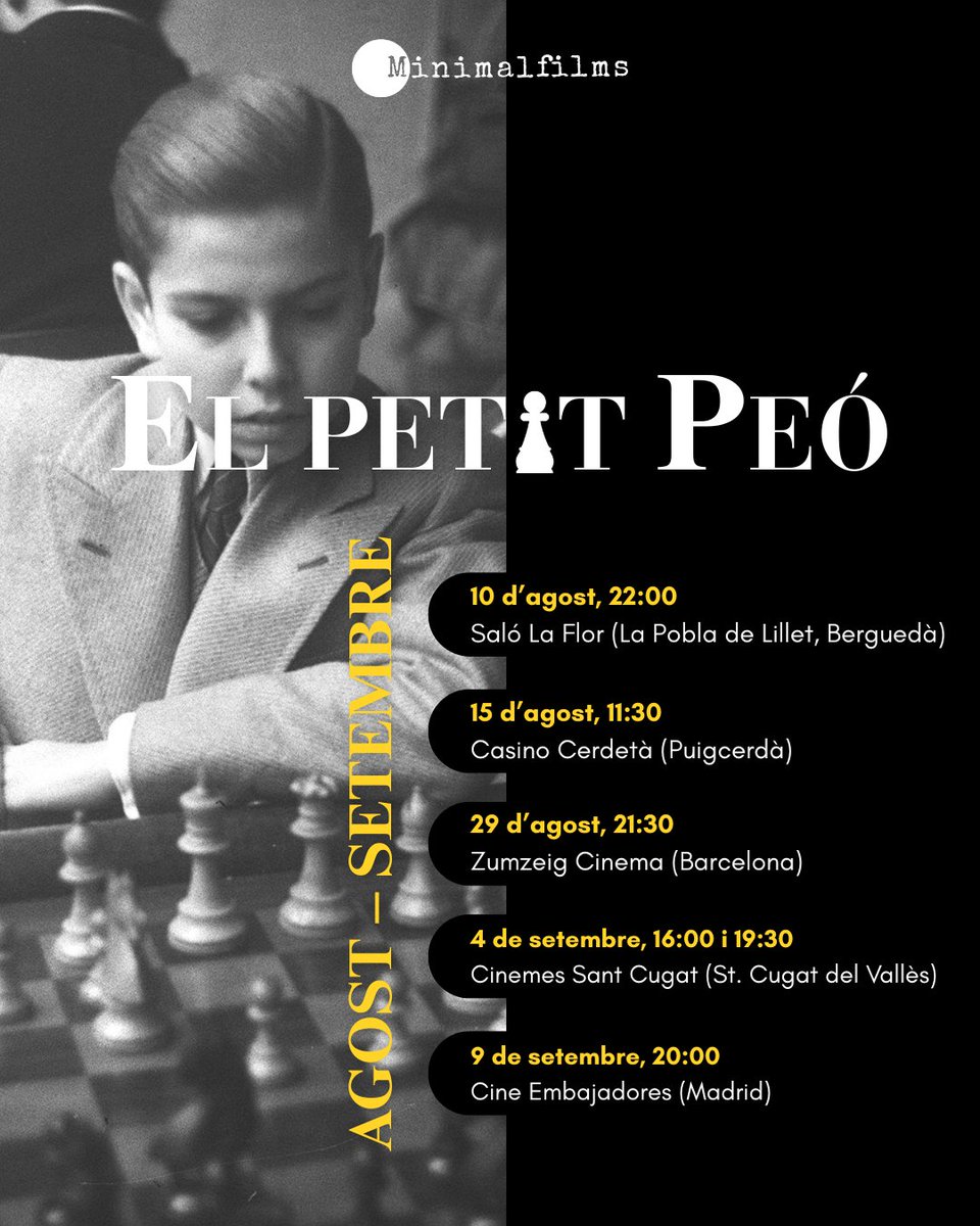illescasmiguel's tweet image. El magnífico documental sobre Pomar sigue emitiéndose en varios cines este verano, antes de llegar a la pequeña pantalla en otoño. Si te animas, nos vemos el 29 de agosto en Zumzeig Cinema. #ajedrez