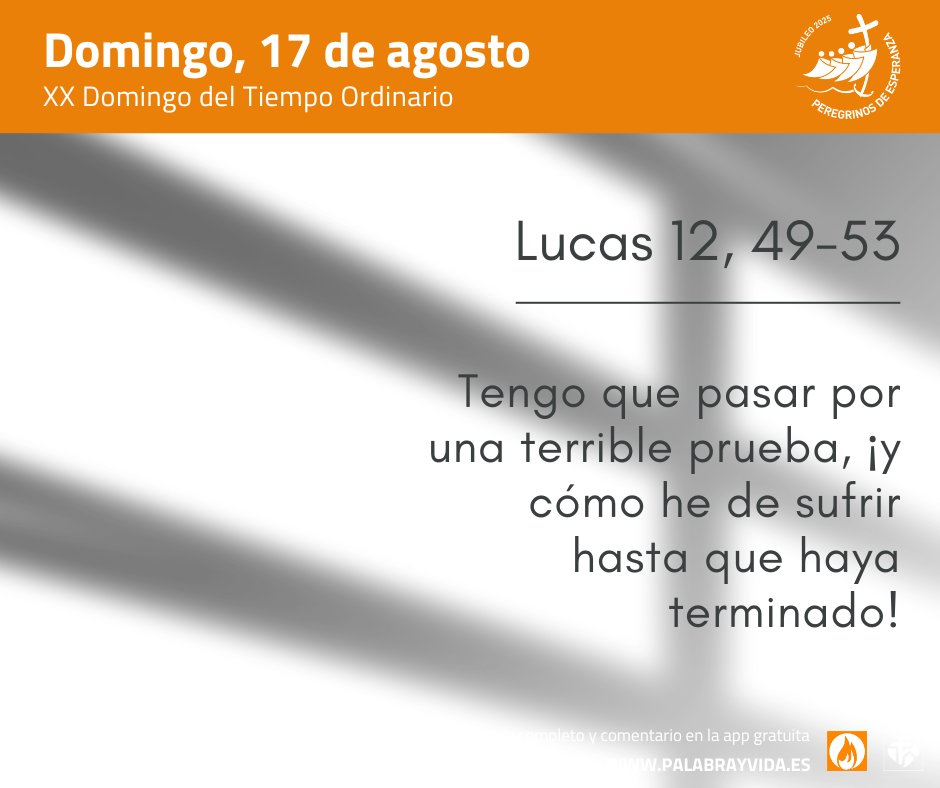 🌑 Padre Bueno, te pido que, a través de las pruebas en mi camino y a pesar de ellas, pueda hacer crecer mi fe y mi confianza en ti (Jesús Sánchez Adalid).

#EvangelioDelDía #EvangelioDeHoy #PalabrayVida
