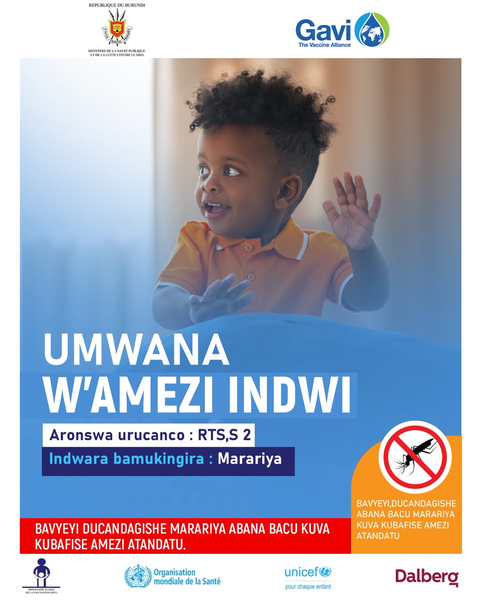 👶 Umwana afise amezi indwi aronswa urucanco 1️⃣, agakingigwa indwara ya MARARIYA.

🤱🏾Bavyeyi twijukire gucandagisha abana bacu ni ngirakamakamaro ku magara yabo.

 #PEV #Burundi