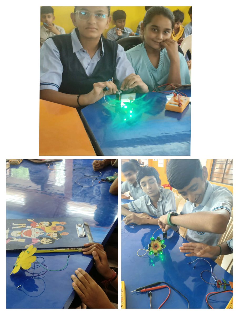 nilkanthtalaja's tweet image. 27 june 2025 &quot;Students bring creativity to life by adding LED lights to handcrafted flowers! 🌸💡 @krcscbhavnagar  @InfoGujcost  #STEMEducation #LEDArt #CreativeLearning #InnovationInBloom @