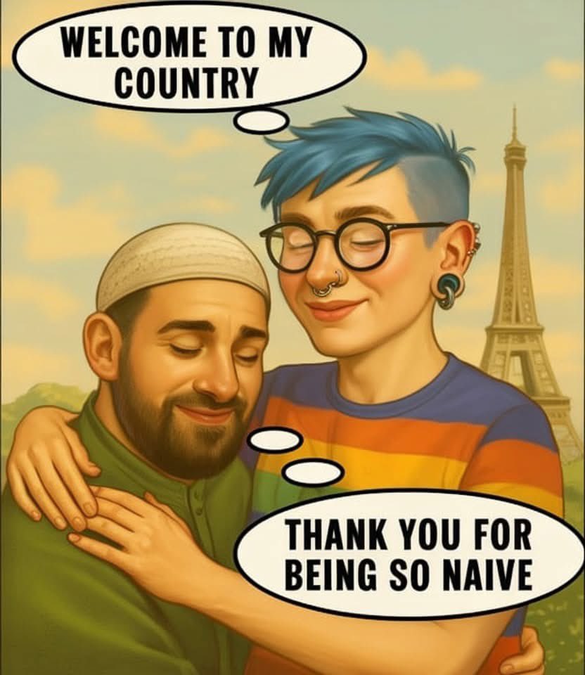 A welcoming Europe. It may be too late for them to stop the total loss of their country, values and traditions to Muslims.